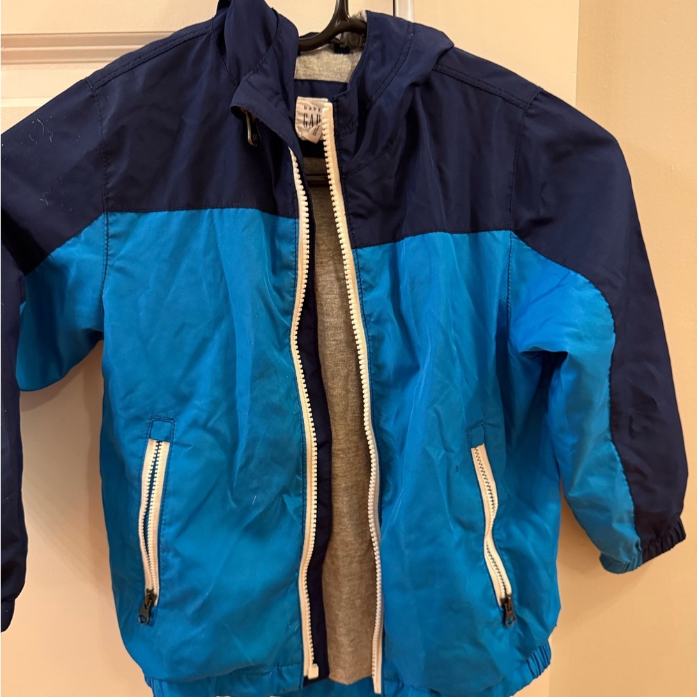 GAP Blue Raincoat with Hood and Elastic Cuffs